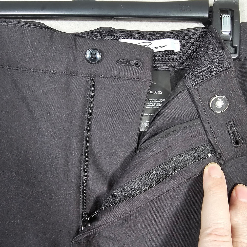 Greg Norman ProTek Golf Pants Black Stretch Flat Front Mens 36x32 Shark Logo - Picture 6 of 9
